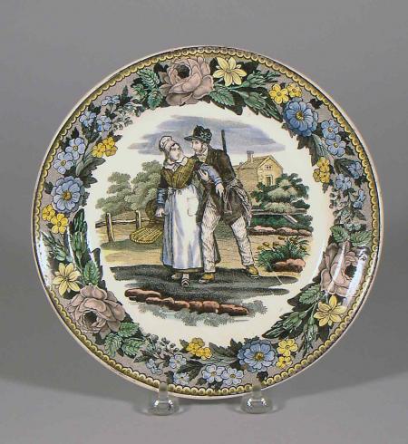 Hand Colored Transfer Pearlware Plate - A12325